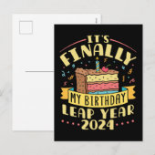 schrikkeljaar verjaardag 2024 eindelijk mijn verja feestdagenkaart (Voorkant / Achterkant)