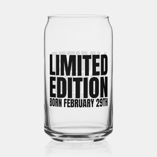 schrikkeljaar verjaardag geboren februari 29 schri blikvorm glas (Achterkant)