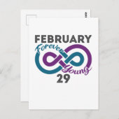 Schrikkeljaar Verjaardag Leapling Forever Young Briefkaart (Voorkant / Achterkant)