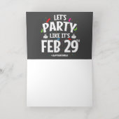 schrikkeljaar verjaardagsfeestje feb 29e sprong da folie wenskaart (Binnenlaag)