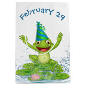 schrikkeljaar verjaardagsfeestje kikker medium cadeauzakje (Voorkant)