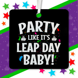 schrikkeljaar verjaardagsfeestje schrikkeldag Baby Metalen Ornament