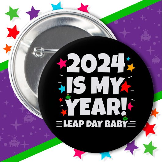 schrikkeljaardag 2024 is mijn jaar feb 29e verjaar ronde button 5,7 cm