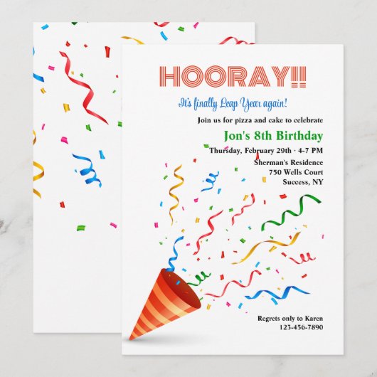 Schrikkelverjaardagsfeest Kaart (Voorkant / Achterkant)