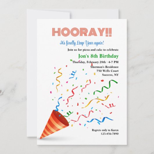 Schrikkelverjaardagsfeestje Kaart (Voorkant)