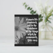 SCHRIPTURE LUKE 12:15 BRIEFKAART (Staand voorkant)