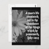 SCHRIPTURE LUKE 12:15 BRIEFKAART (Voorkant / Achterkant)