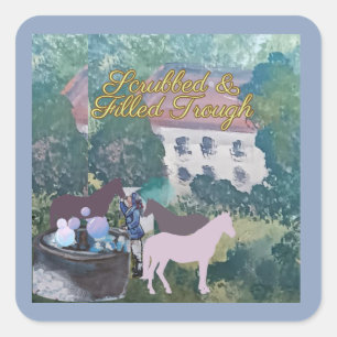 Schrobde & gevulde trog vierkante sticker