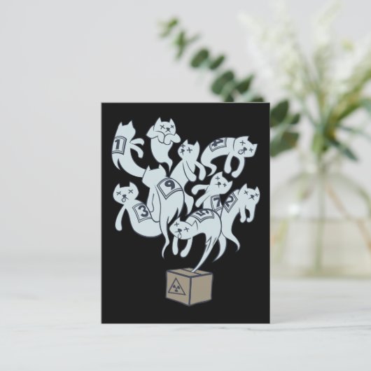 Schrödinger Cat 9 Lives Briefkaart (Staand voorkant)