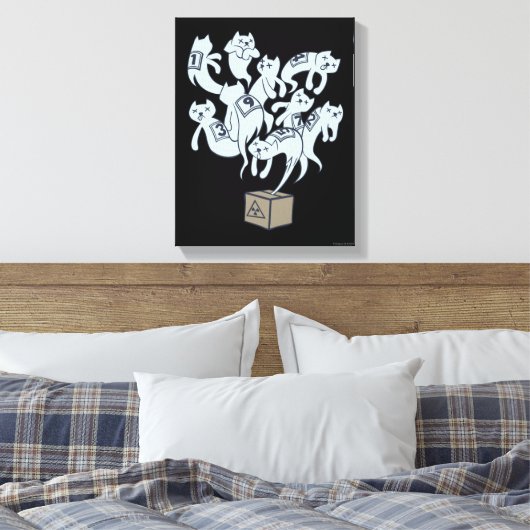 Schrödinger Cat 9 Lives Canvas Afdruk (Insitu (Slaapkamer))