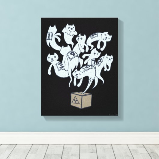Schrödinger Cat 9 Lives Canvas Afdruk (Insitu (Houten vloer))