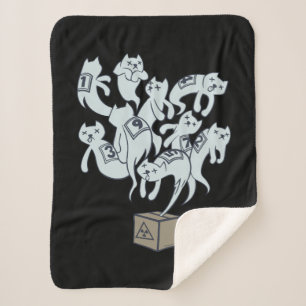 Schrödinger Cat 9 Lives Sherpa Deken
