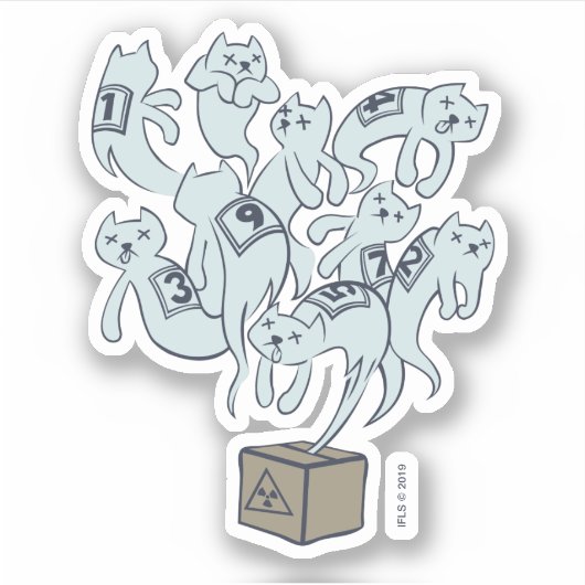 Schrödinger Cat 9 Lives Sticker (Voorkant)