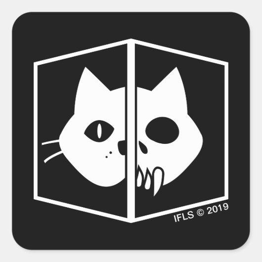 Schrödinger Cat Graphic Vierkante Sticker (Voorkant)
