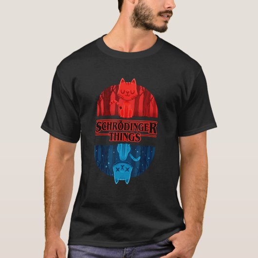 Schrödinger Kat Ding Nerd Geek Grafisch T-shirt (Voorkant)