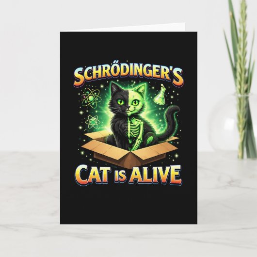 Schrödinger’s Curious Cat Feestdagen Kaart (Voorkant)