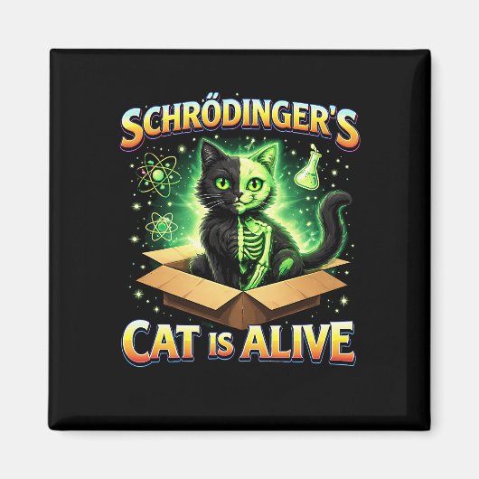 Schrödinger’s Curious Cat Magneet (Voorkant)