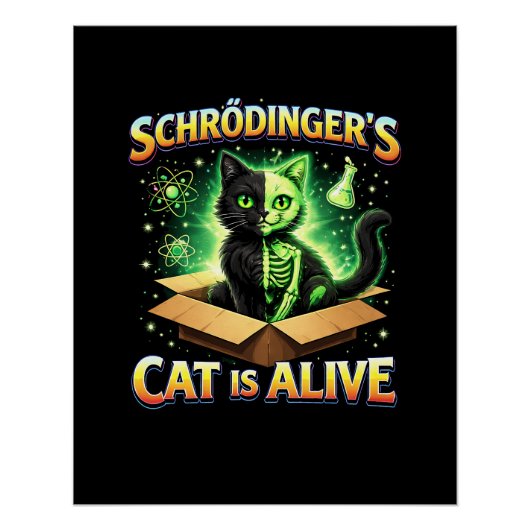Schrödinger’s Curious Cat Perfect Poster (Voorkant)