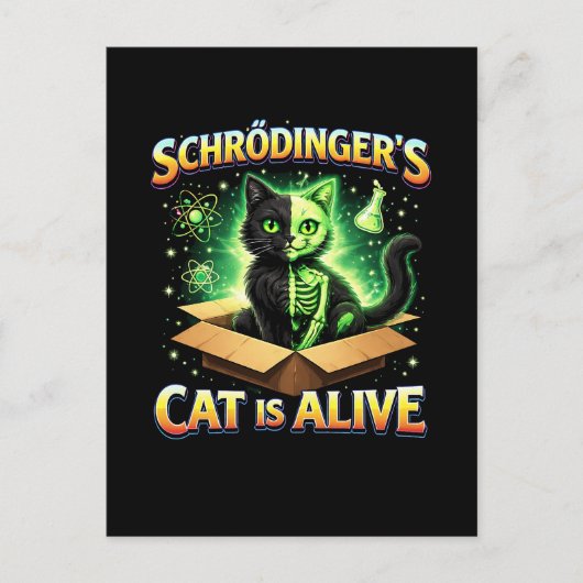 Schrödinger’s Nieuwsgierige Kat Briefkaart (Voorkant)