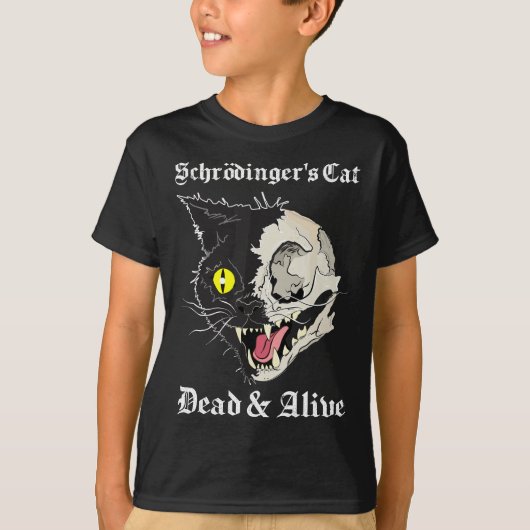 Schrödinger's Black Cat Dead & Alive Quantum Parad T-shirt (Voorkant)