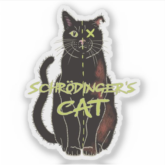 Schrödinger's Cat, Grappig Natuurkunde Gift Sticker (Voorkant)