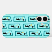 Schrödinger's Cat Mid Century Modern bord blauw Case-Mate iPhone Case (Achterkant (horizontaal))