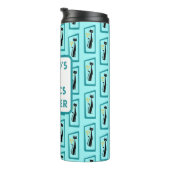 Schrödinger's Cat Mid Century Modern bord blauw Thermosbeker (Geroteerd rechts)