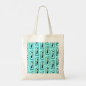 Schrödinger's Cat Mid Century Modern bord blauw Tote Bag (Achterkant)