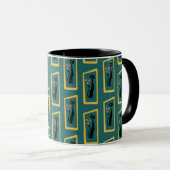 Schrödinger's Cat Mid Century Modern donkerblauw Mok (Voorkant rechts)