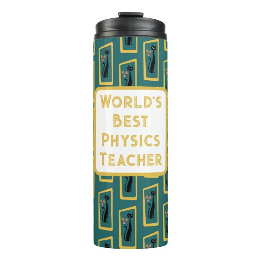 Schrödinger's Cat Mid Century Modern donkerblauw Thermosbeker (Voorkant)