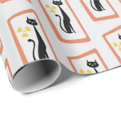 Schrödinger's Cat Mid Century Modern sinaasappel Cadeaupapier (Rol Hoek)