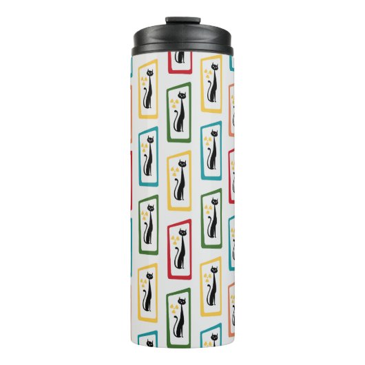 Schrödinger's Cat Mid Century Modern veelkleurig Thermosbeker (Voorkant)