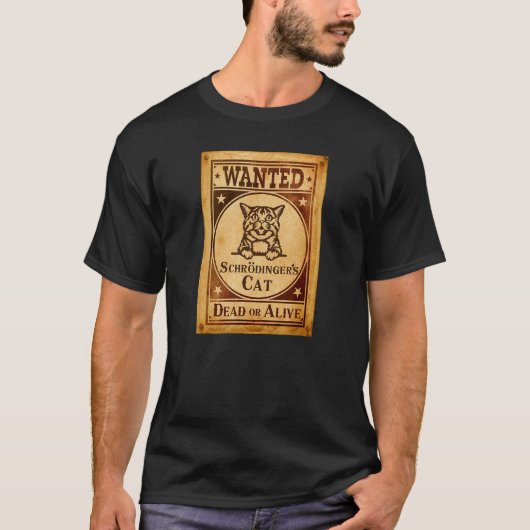 Schrodingers kat alive of dodelijk quantum paradox t-shirt (Voorkant)