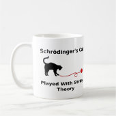 Schrödinger's kat geplakt met tekenreektheorie koffiemok (Links)