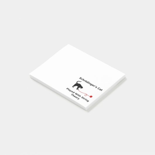 Schrödinger's kat geplakt met tekenreektheorie post-it® notes (Schuin)