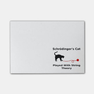 Schrödinger's kat geplakt met tekenreektheorie post-it® notes