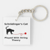 Schrödinger's kat geplakt met tekenreektheorie sleutelhanger (Achterkant)