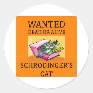 schrodinger's kat grap ronde sticker