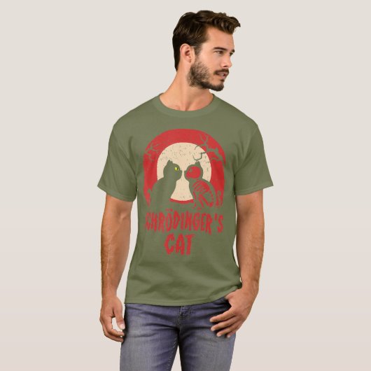 Schrödingers kat grappig dood of levend wetenschap t-shirt (Voorkant volledig)