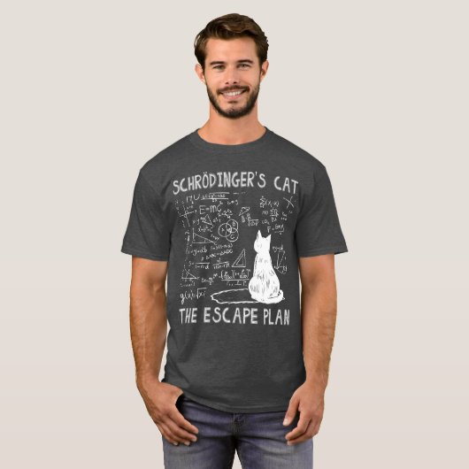 Schrödingers kat het ontsnappingsplan t-shirt (Voorkant volledig)