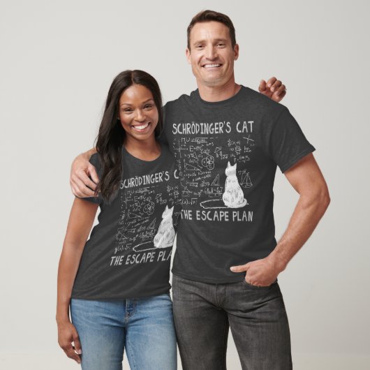 Schrödingers kat het ontsnappingsplan t-shirt (Unisex)