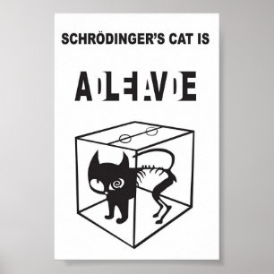 Schrödinger's Kat Leeft en Dood – Kwantumfysica Poster