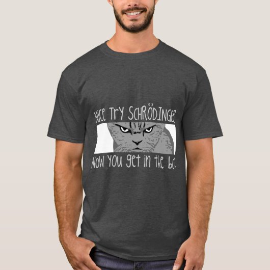 Schrodingers Kat retro T-shirt (Voorkant)