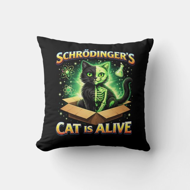 Schrödinger's Nieuwe Kat Kussen (Voorkant)