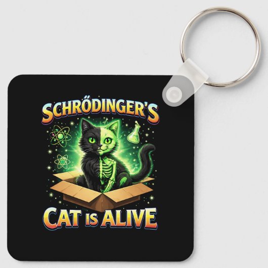 Schrödinger's Nieuwe Kat Sleutelhanger (Achterkant)