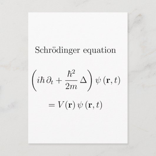 Schrodingervergelijking met naam briefkaart (Voorkant)
