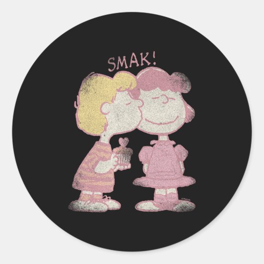 Schroeder &amp; Lucy Valentine's Day Kiss  Ronde Sticker (Voorkant)