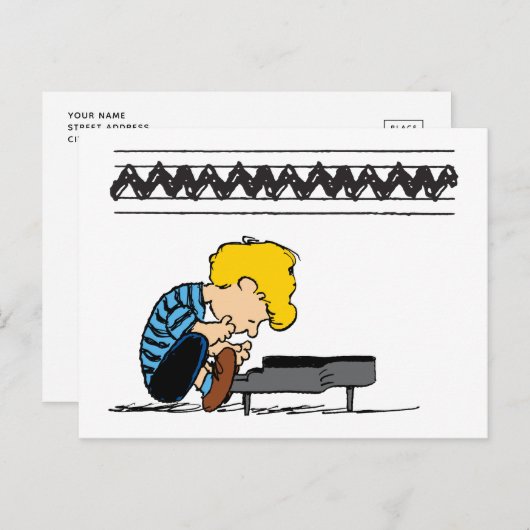 Schroeder Charlie Brown Music Briefkaart (Voorkant / Achterkant)