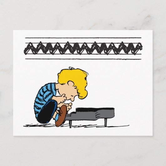 Schroeder Charlie Brown Music Briefkaart (Voorkant)
