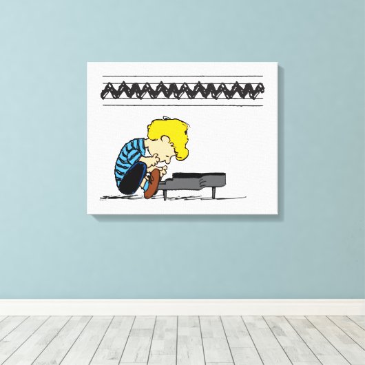 Schroeder Charlie Brown Music Canvas Afdruk (Insitu (Houten vloer))